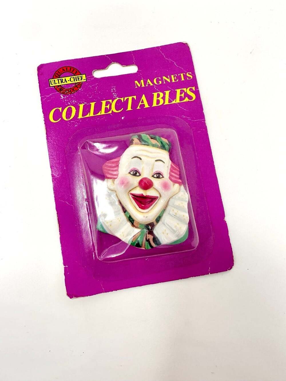 Vintage Colorful Clown Magnet Multicolor Resin 1980's Clown Collection Decor